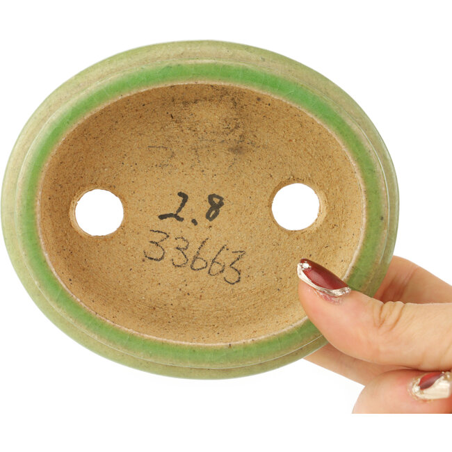 Vaso bonsai ovale verde di Hattori - 120 x 105 x 45 mm