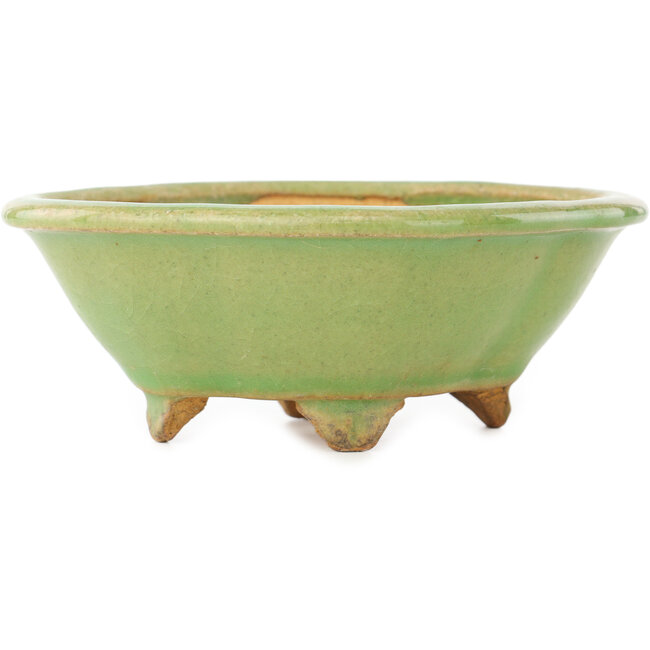 Mokko green bonsai pot by Hattori - 135 x 115 x 50 mm