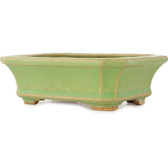 Rechthoekige groene bonsai pot van Hattori - 163 x 122 x 54 mm