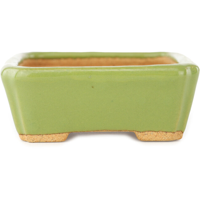 Rectangular green bonsai pot by Hattori - 142 x 107 x 40 mm