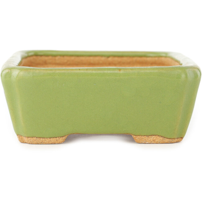 Rechthoekige groene bonsai pot van Hattori - 142 x 107 x 40 mm