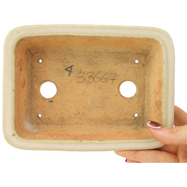 Maceta rectangular blanca para bonsái de Hattori - 175 x 130 x 55 mm