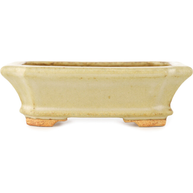 Rectangular white bonsai pot by Hattori - 143 x 112 x 47 mm