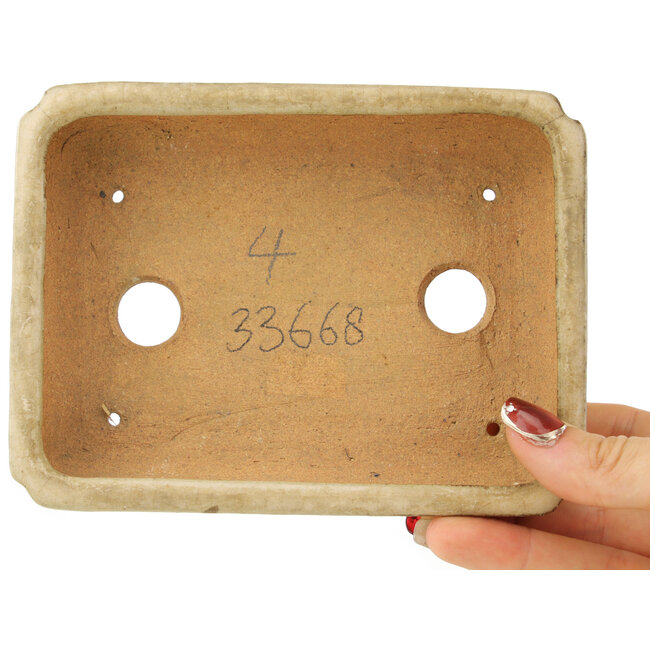 Pot à bonsaï rectangulaire blanc de Hattori - 151 x 115 x 40 mm