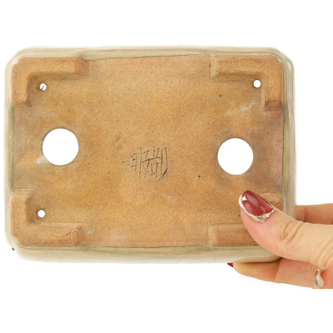 Pot à bonsaï rectangulaire blanc de Hattori - 151 x 115 x 40 mm