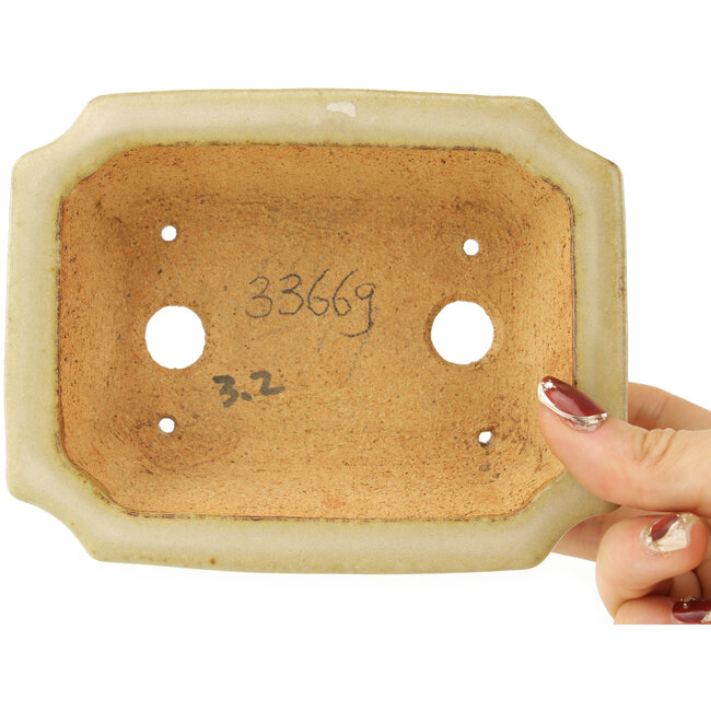 Maceta rectangular blanca para bonsái de Hattori - 143 x 112 x 47 mm