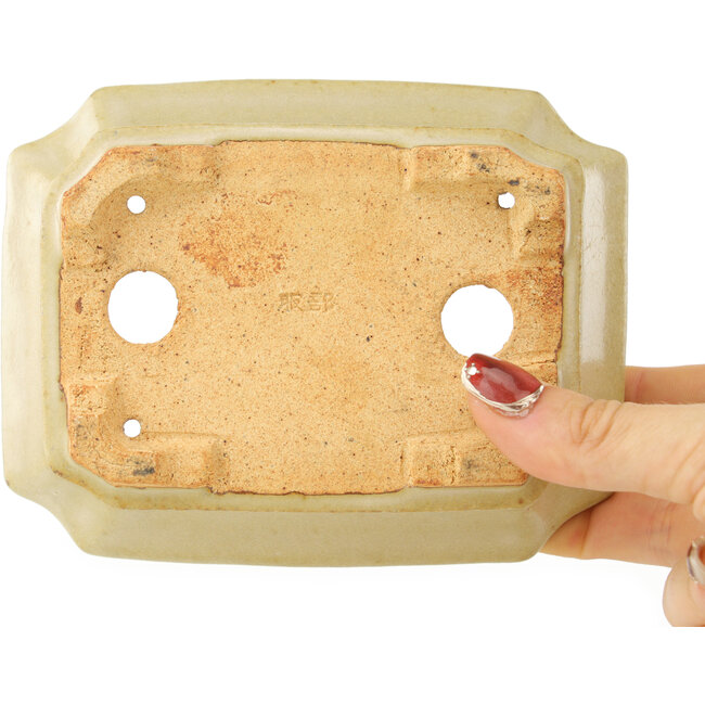 Rectangular white bonsai pot by Hattori - 143 x 112 x 47 mm