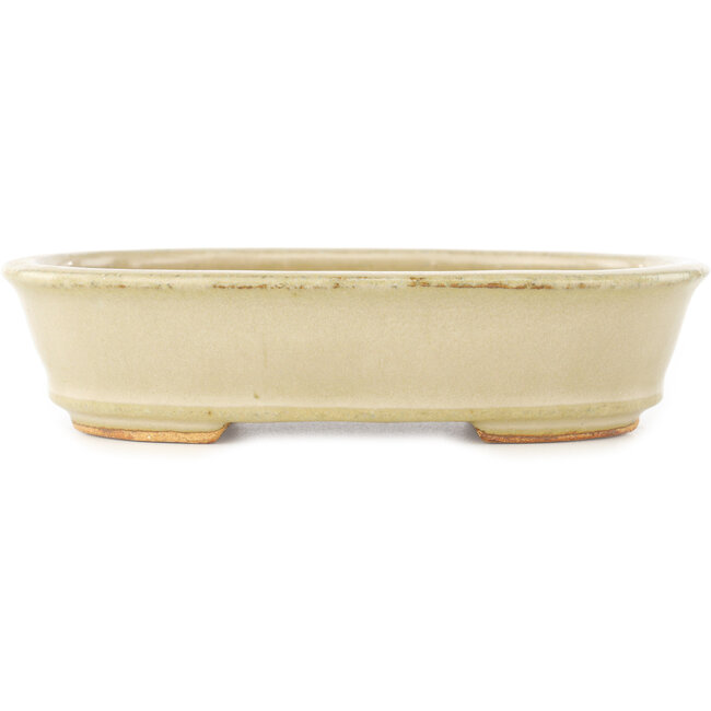Oval white bonsai pot by Hattori - 160 x 117 x 38 mm