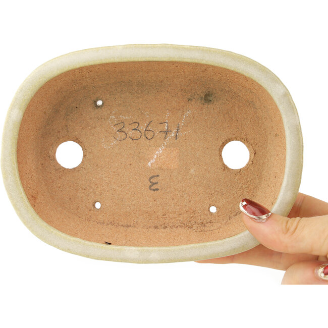 Pot à bonsaï ovale blanc de Hattori - 160 x 117 x 38 mm