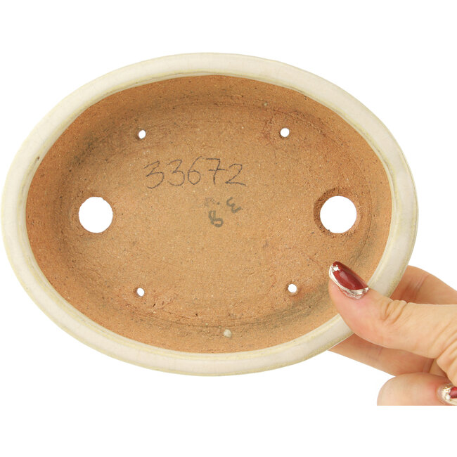 Maceta ovalada blanca para bonsái de Hattori - 165 x 127 x 40 mm