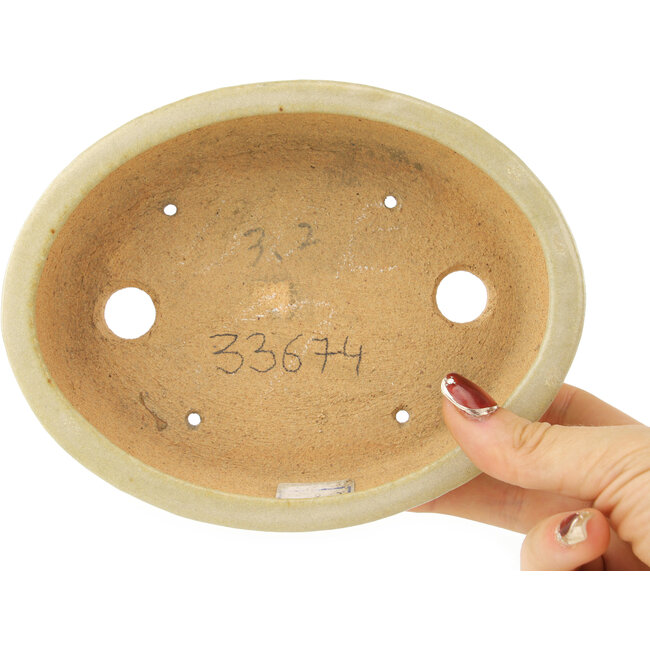 Pot à bonsaï ovale blanc de Hattori - 165 x 127 x 40 mm