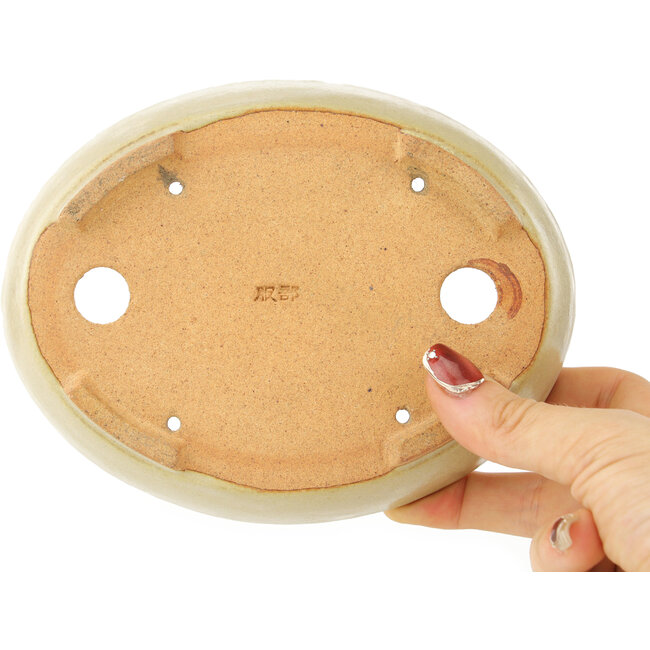 Vaso bonsai ovale bianco di Hattori - 165 x 127 x 40 mm