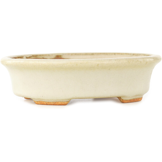 Ovale witte bonsai pot van Hattori - 130 x 105 x 35 mm