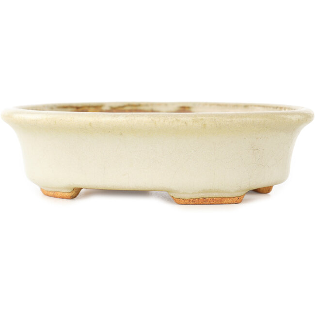 Ovaler weißer Bonsai-Topf von Hattori - 130 x 105 x 35 mm