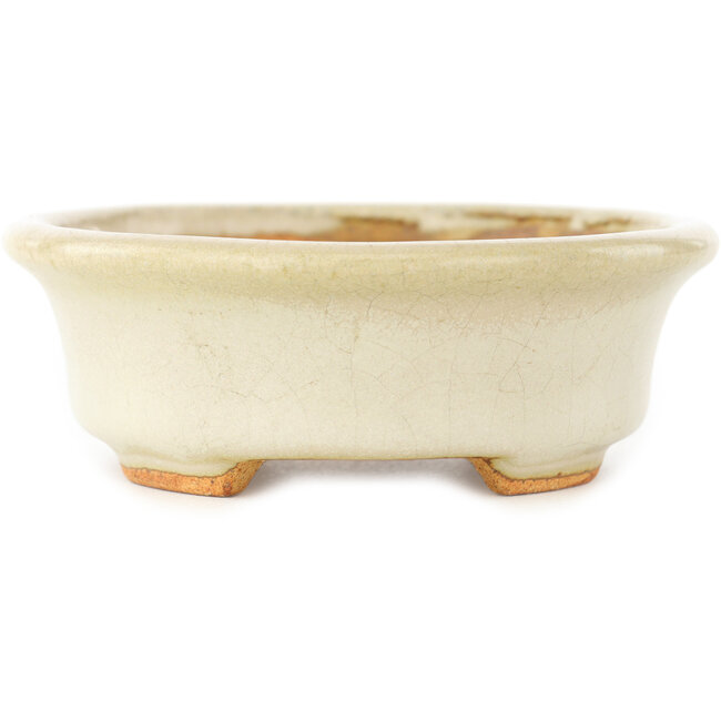 Ovale witte bonsai pot van Hattori - 130 x 105 x 35 mm