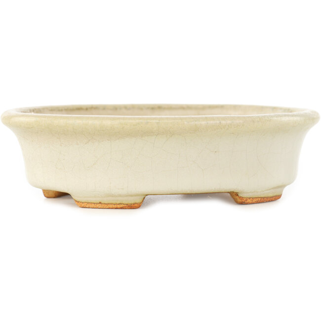 Ovale witte bonsai pot van Hattori - 130 x 105 x 35 mm