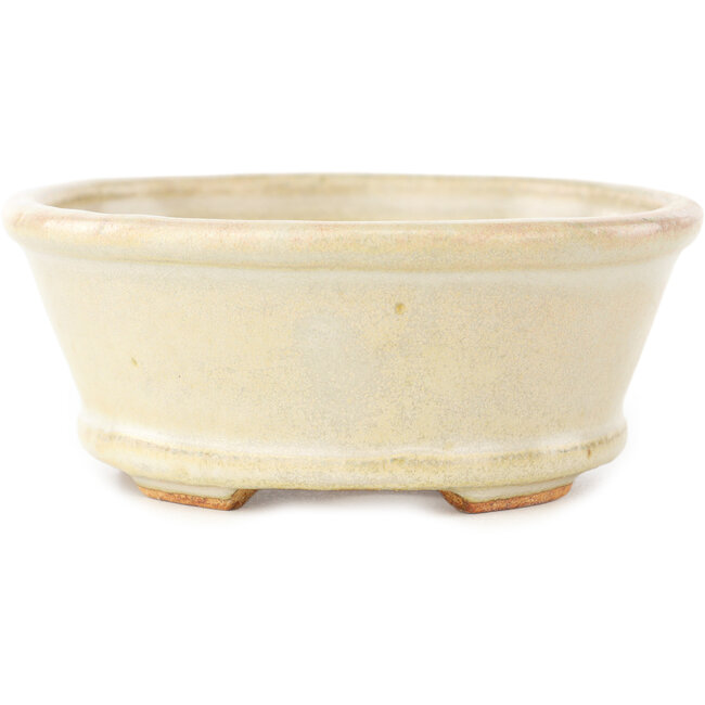 Ovale witte bonsai pot van Hattori - 132 x 113 x 45 mm