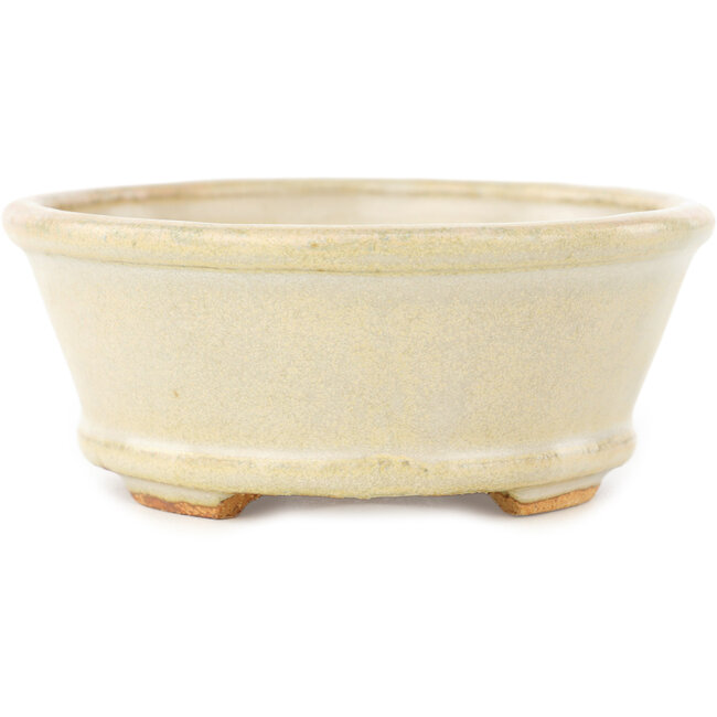 Ovale witte bonsai pot van Hattori - 132 x 113 x 45 mm