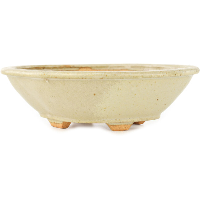 Mokko white bonsai pot by Hattori - 163 x 140 x 48 mm