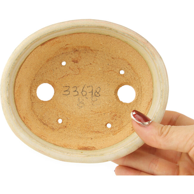 Maceta ovalada blanca para bonsái de Hattori - 132 x 113 x 45 mm