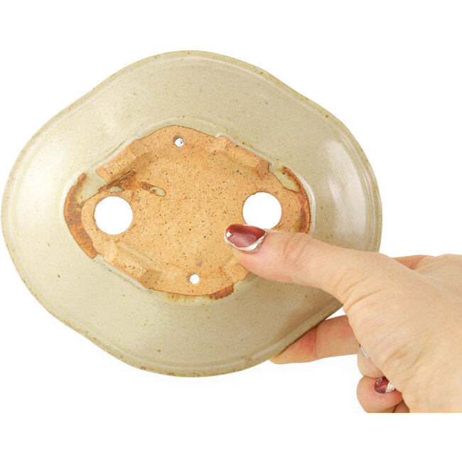 Pot à bonsaï Mokko blanc par Hattori - 163 x 140 x 48 mm