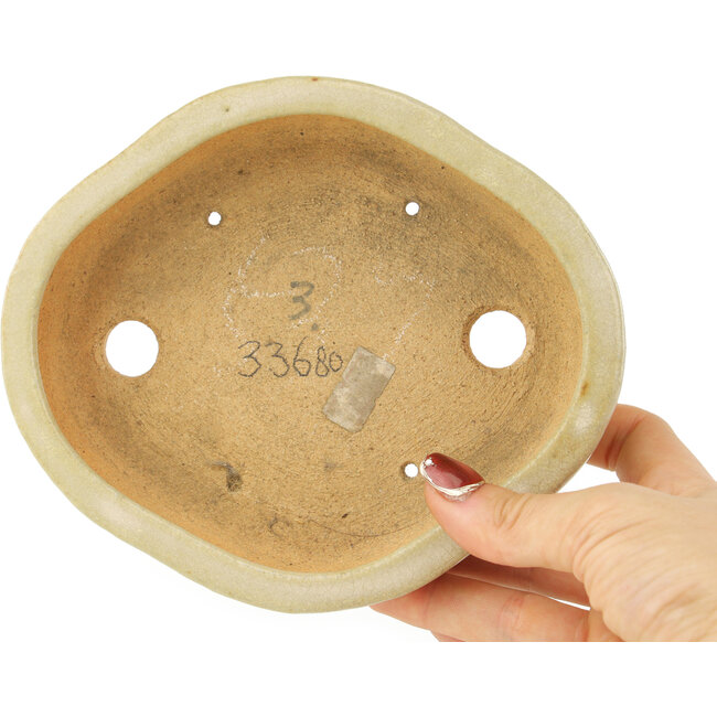 Pot à bonsaï Mokko blanc par Hattori - 163 x 140 x 32 mm