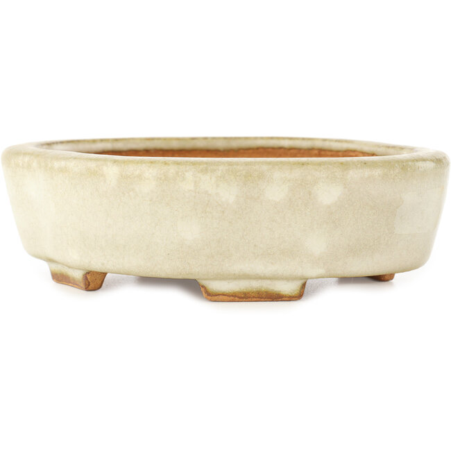 Mokko white bonsai pot by Hattori - 142 x 118 x 43 mm