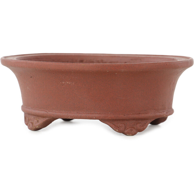 Ovale ongeglazuurde bonsai pot van Shibakatsu - 124 x 102 x 45 mm