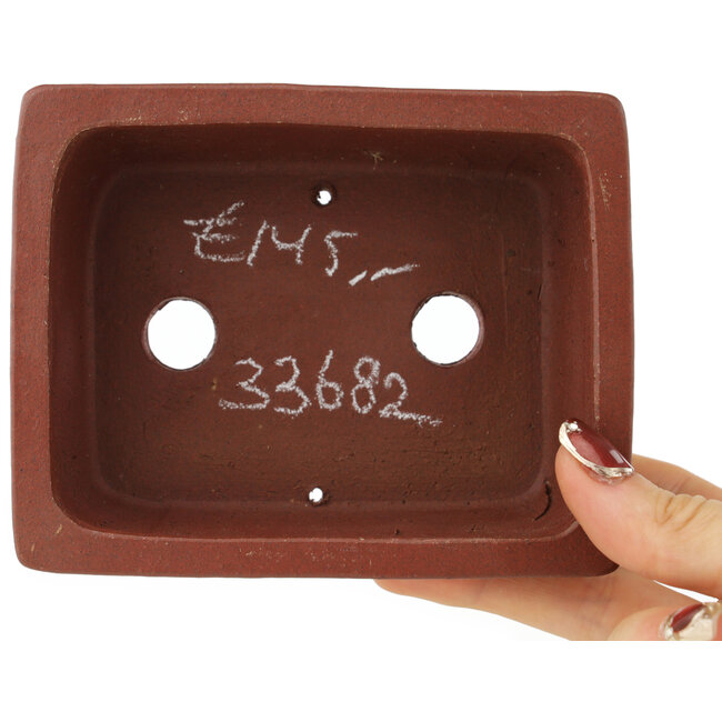 Maceta rectangular sin esmaltar para bonsái de Shibakatsu - 125 x 100 x 45 mm