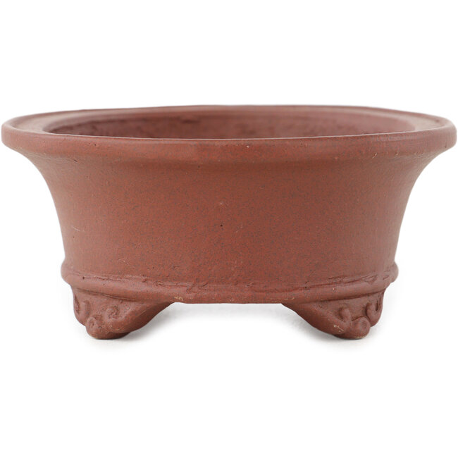 Oval unglazed bonsai pot by Shibakatsu - 124 x 102 x 45 mm