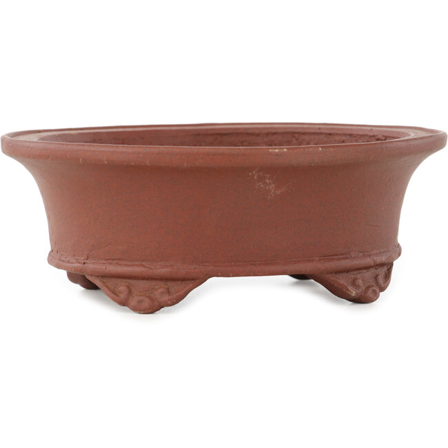 Oval unglazed bonsai pot by Shibakatsu - 124 x 102 x 45 mm