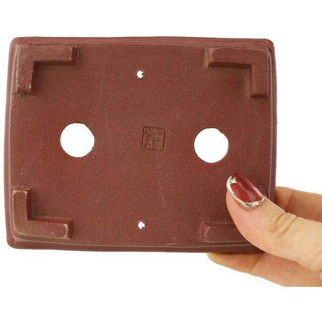 Maceta rectangular sin esmaltar para bonsái de Shibakatsu - 125 x 100 x 45 mm