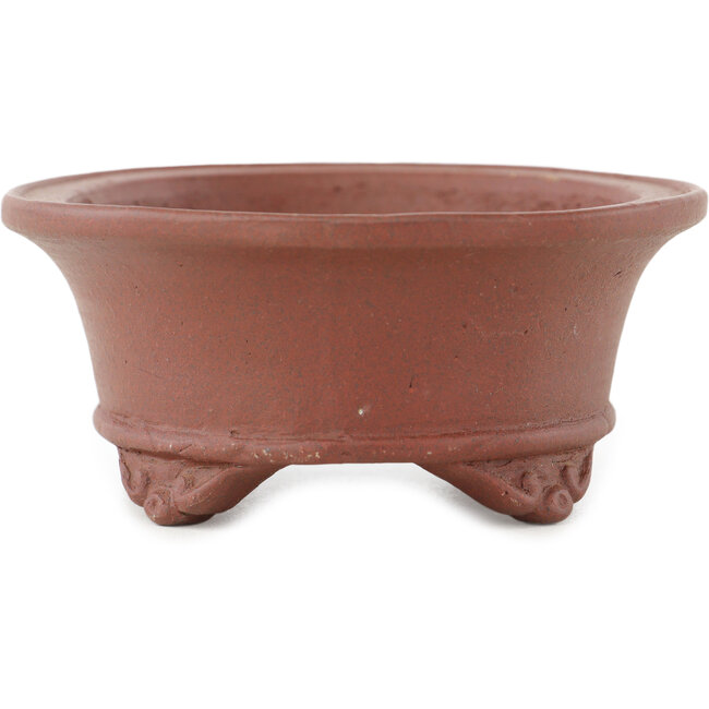 Ovale ongeglazuurde bonsai pot van Shibakatsu - 124 x 102 x 45 mm