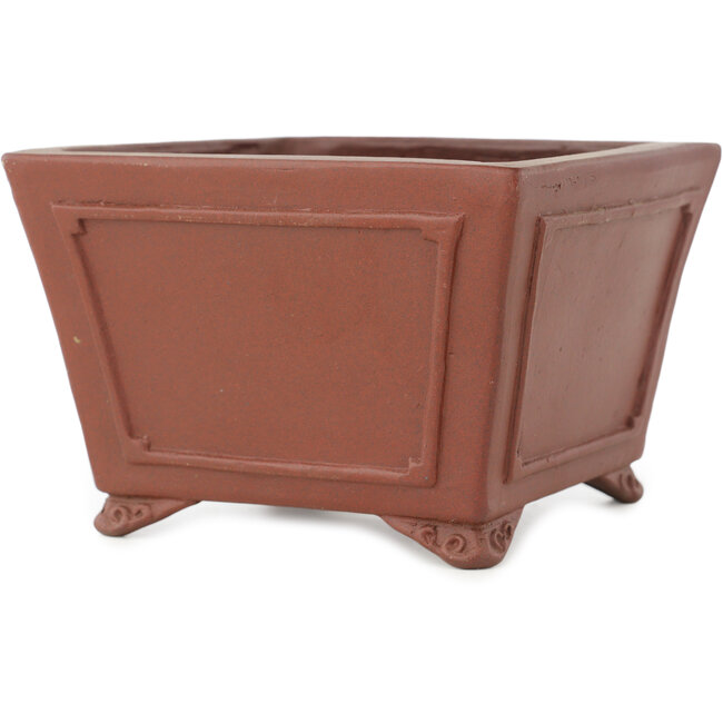 Square unglazed bonsai pot by Shibakatsu - 160 x 160 x 110 mm