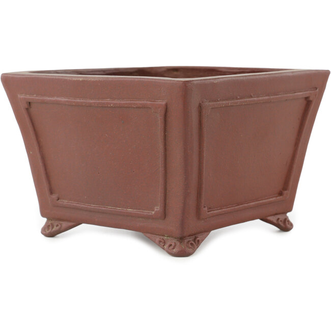 Square unglazed bonsai pot by Shibakatsu - 160 x 160 x 110 mm
