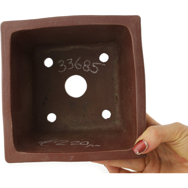 Maceta para bonsái cuadrada sin esmaltar de Shibakatsu - 160 x 160 x 110 mm