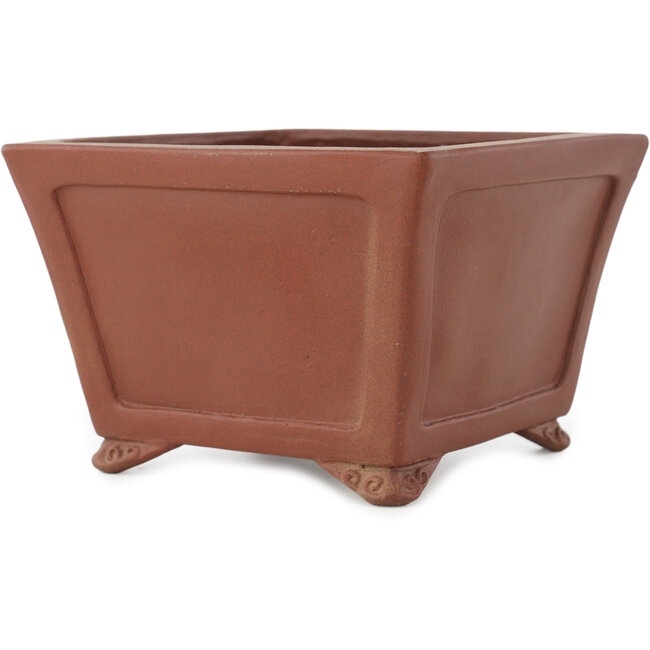 Square unglazed bonsai pot by Shibakatsu - 160 x 165 x 110 mm