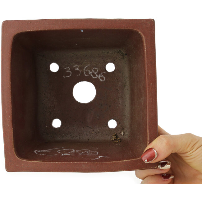 Pot à bonsaï carré non émaillé de Shibakatsu - 160 x 165 x 110 mm