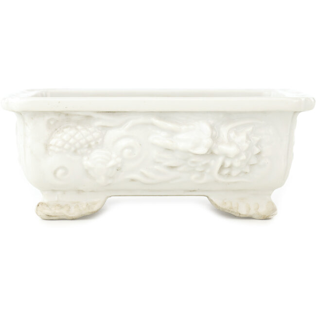 Rectangular white bonsai pot - 140 x 107 x 55 mm