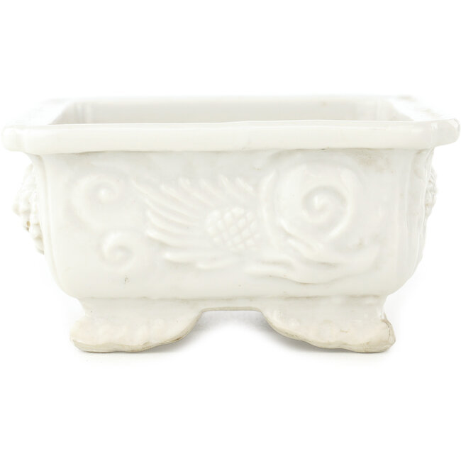 Rectangular white bonsai pot - 140 x 107 x 55 mm