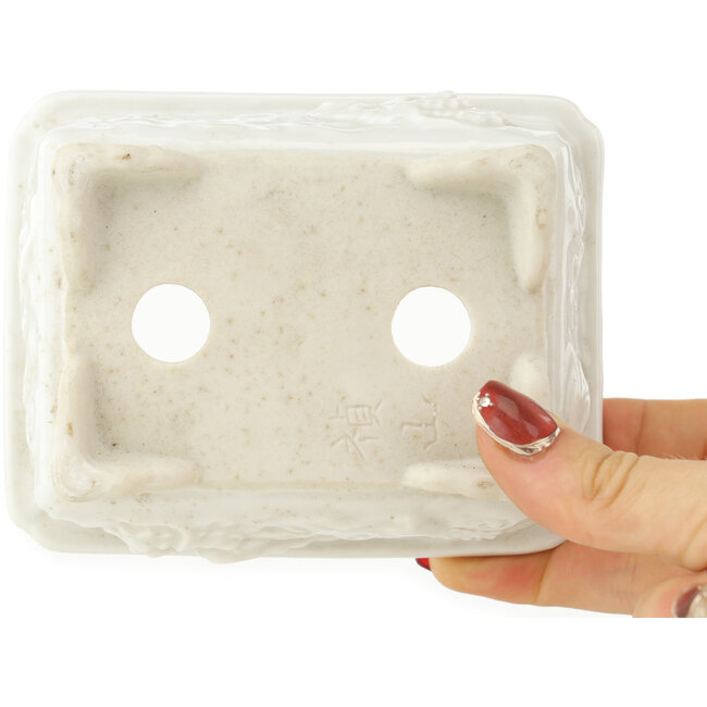 Rectangular white bonsai pot - 140 x 107 x 55 mm