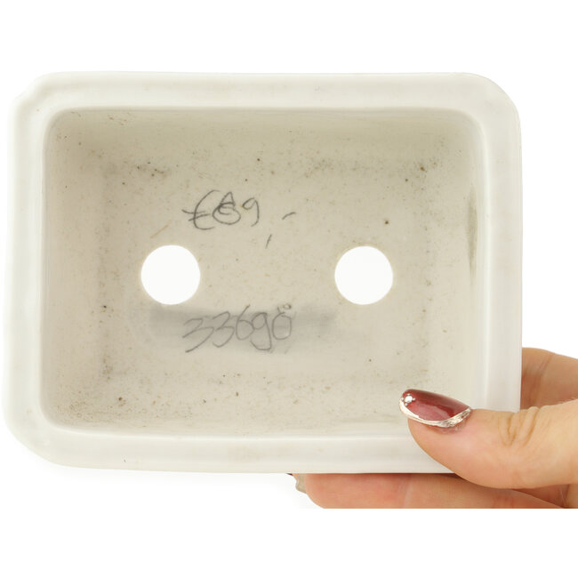 Rectangular white bonsai pot - 140 x 107 x 55 mm