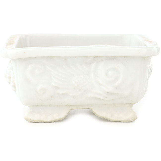 Rectangular white bonsai pot - 125 x 97 x 42 mm