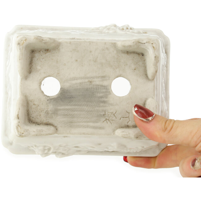 Pot à bonsaï rectangulaire blanc - 125 x 97 x 42 mm
