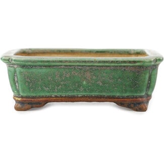 Heian Kosen 125 mm rectangular green bonsai pot by Heian Kosen, Kyoto, Japan