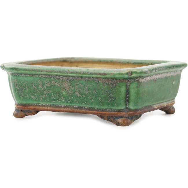 Rechthoekige groene bonsai pot van Heian Kosen - 125 x 115 x 43 mm