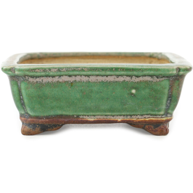Rechthoekige groene bonsai pot van Heian Kosen - 125 x 115 x 43 mm