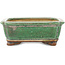 Maceta rectangular verde para bonsái de Heian Kosen - 125 x 115 x 43 mm