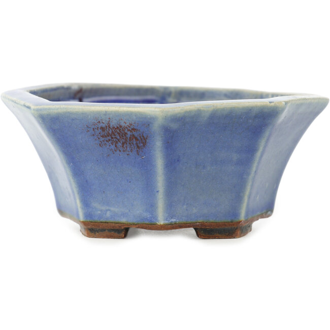 Achteckiger rot-blauer Bonsai-Topf von Heian Kosen - 120 x 120 x 50 mm