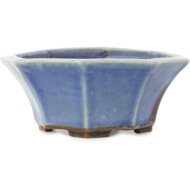 Achteckiger rot-blauer Bonsai-Topf von Heian Kosen - 120 x 120 x 50 mm